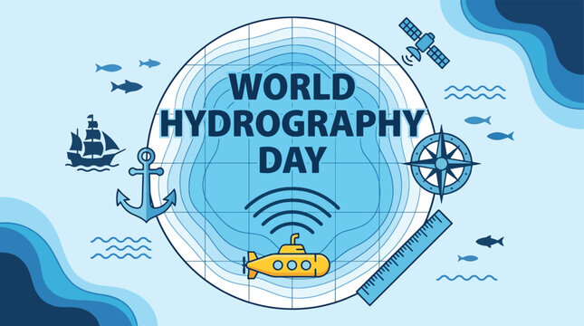 Hydrography Day Illustration of Ocean Exploration and Mapping