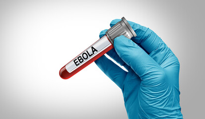 Naklejka na ściany i meble Ebola virus outbreak blood test diagnosis concept showing a contagious viral infection and deadly pathogen symbolizing epidemic spread.