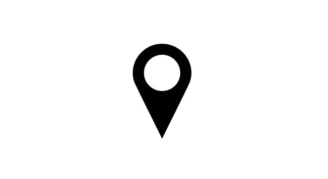 Black Location Pin Icon on White Background.