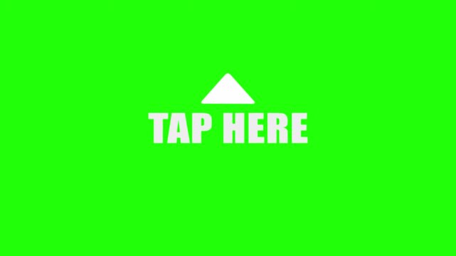 Green screen tap here arrow animation for call to action overlay, mobile app, tutorial guide and clickable button design