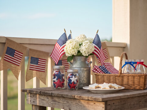 Close Up of Porch Counter Labeled 4th of July Celebration