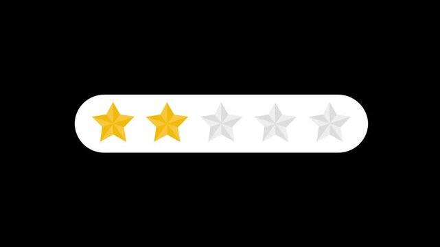 2 star rating review animation, black background, customer feedback, rating stars, 2 star review, quality rating, animated review, feedback animation