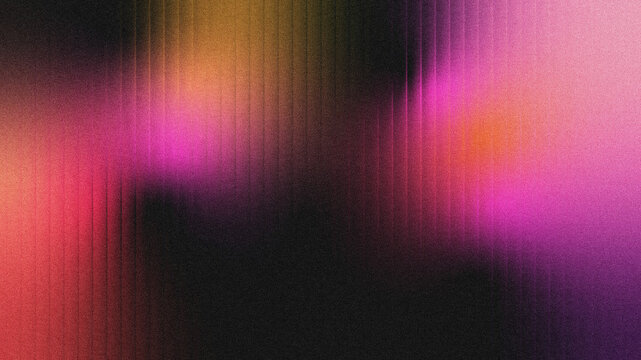 Abstract grainy gradient background with warm pink, purple, and orange hues, subtle vertical streaks, dark base.