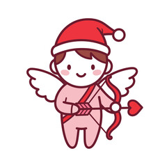 Fototapeta premium Cute Christmas Cupid Character with Bow and Arrow.