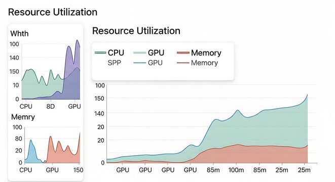 Resource utilization graph showing CPU GPU memory usage over time.