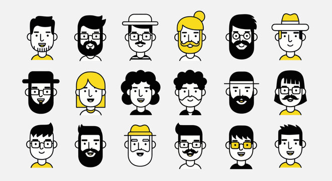 Diverse illustrated people portraits