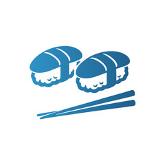 Blue Sushi Icon Vector – Minimal Japanese Food Symbol © Ruman