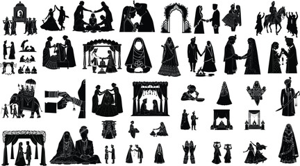 Collection of Black Outerwear Silhouettes Isolated on White Background, Winter Coat and Jacket Set © SAIF820