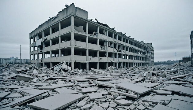a building that has been damaged by explosions and rendered unusable