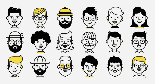 Diverse illustrated portrait collection