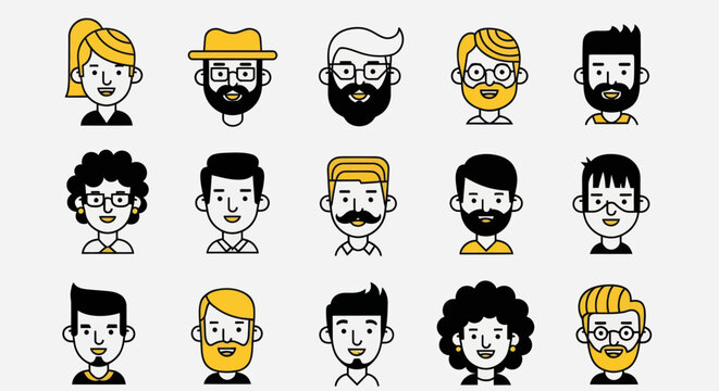 Diverse illustrated portrait collection