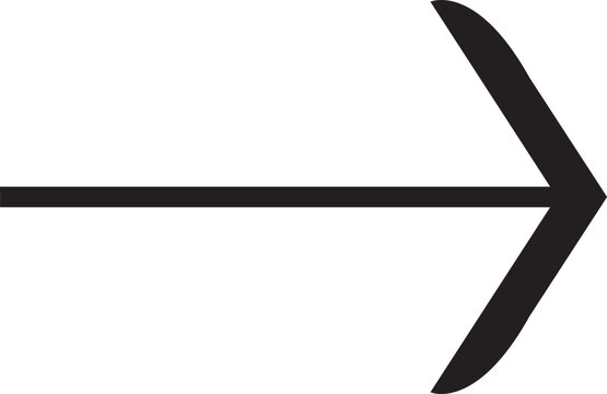 Arrow icon with a sharp point displays a straight line moving horizontally across the frame area.