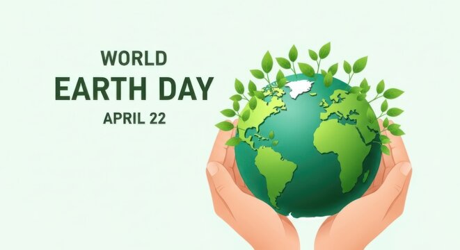 Hands holding green earth for world earth day april 22