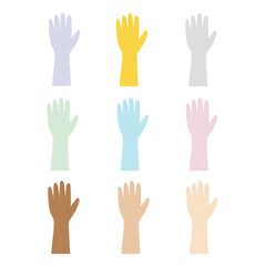 Fototapeta premium Raised human hand paper craft set transparent png