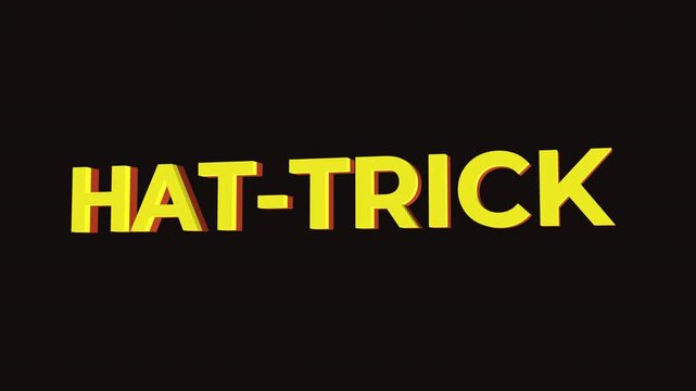 HATTRICK Text with Football 3D icon animation. Alpha matte with transparent background.
