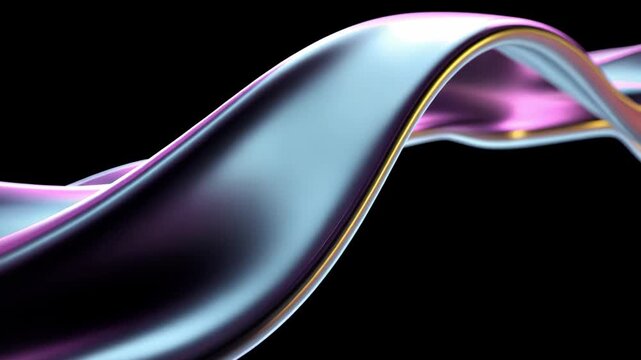 Fluid Wave Form with Abstract Colors in Motion on Black Background