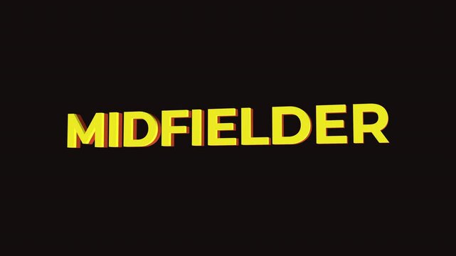 MIDFIELDER Text with Football 3D icon animation. Alpha matte with transparent background.