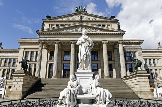 Schiller monument in front of the Concert Hall at Gendarmenmarkt, Berlin, Germany, Europe
