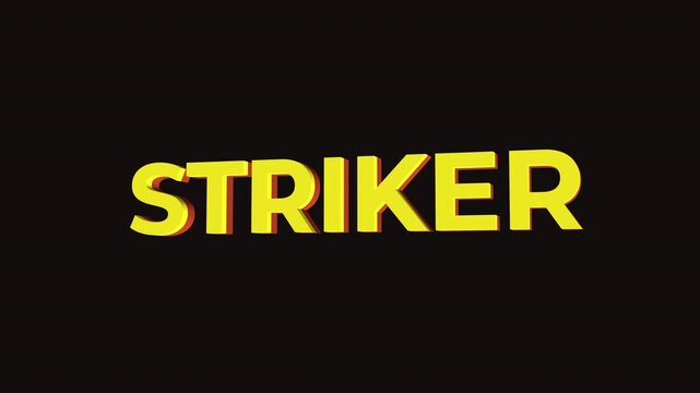 STRIKER Text with Football 3D icon animation. Alpha matte with transparent background.