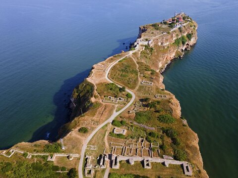 Aerial view, Cape Kaliakra, Dobruja, Black Sea, Bulgaria