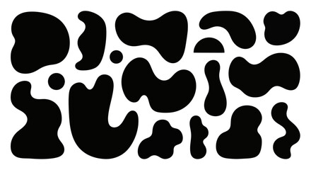 Fototapeta premium Abstract organic blob shapes set, fluid irregular forms, modern graphic design elements.