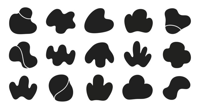 Abstract organic blob shapes set for graphic design elements.
