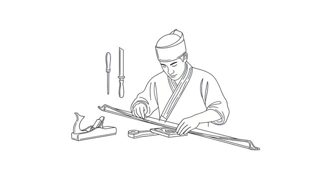 Traditional Craftsman Sharpening Sword in Ancient China Style