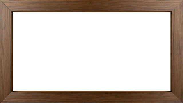 Mahogany-colored wood frame with premium texture, minimalist design for summer and lifestyle, transparent PNG background, versatile and elegant for photo framing, vacation advertising, hotels, and han