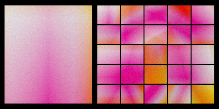 Lively pink and orange gradients fill a large square and tight grid of tiles, delivering an energetic, playful look perfect for social media, fashion, or beauty designs.