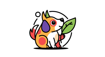 Fototapeta premium Dog with leaf illustration