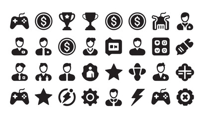 Gaming icon set for esport business. simple digital game controller silhouette. © MD.RAHIM