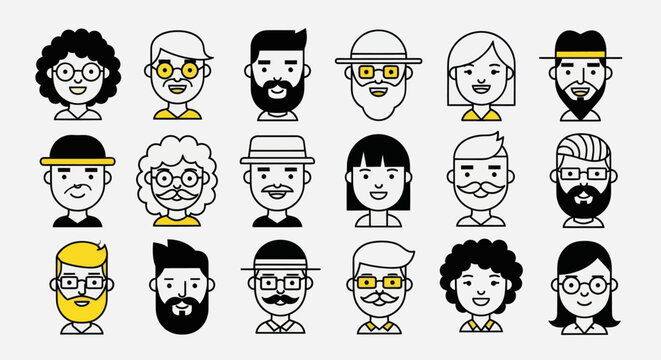 Diverse illustrated people portraits