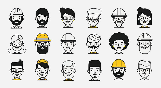 Diverse illustrated people portraits