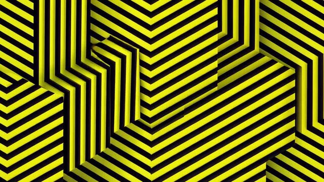 Bold Yellow and Black Geometric Pattern with Layered Stripes
