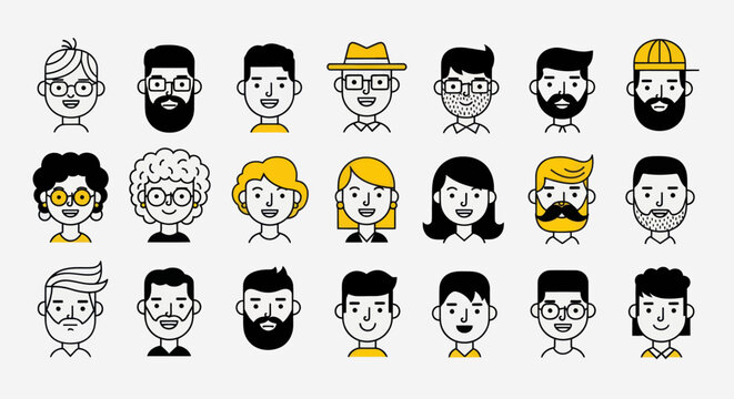 Diverse illustrated people portraits