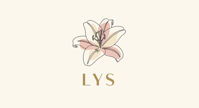 Elegant Hand-Drawn Lily Flower Illustration with LYS Text.