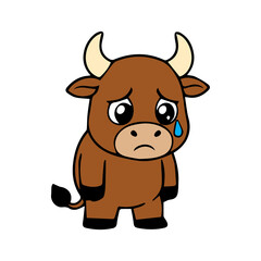 Fototapeta premium A cute cartoon bull icon element with a simple design, a strong yet adorable expression, and clean vector style, perfect for stickers, decorations, and animal-themed designs.