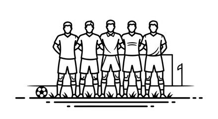 Team Lineup, Football Players Standing on Field, Soccer Game © ardan