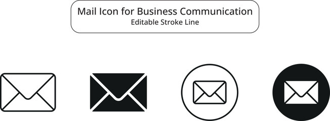 Electronic mail icon set, message, envelop web icons, Editable line art © vector artist