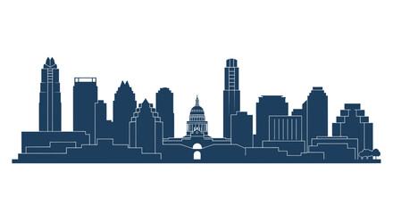 Obraz premium Austin Texas Skyline Silhouette - Cityscape with Capitol Building