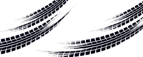 Black tire marks on road, Black rubber tire marks and tread marks, Tire trace track wheels texture and background, © ifon