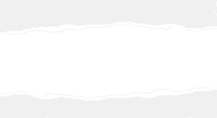 Naklejka premium Horizontal torn paper strip texture with blank white copy space background