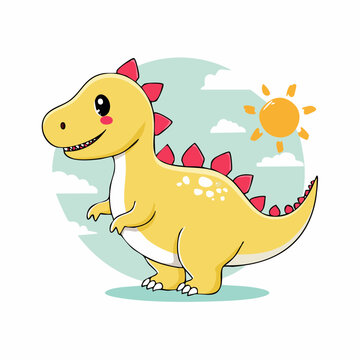 Cute Yellow Dinosaur Illustration