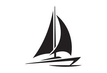 Fototapeta premium Minimal sailboat silhouette. Sailing ship vector illustration.