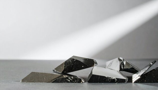 Abstract Black Obsidian Crystal Fragments Composition