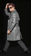Obraz premium Stylish Male Model Wearing Trench Coat and Sunglasses