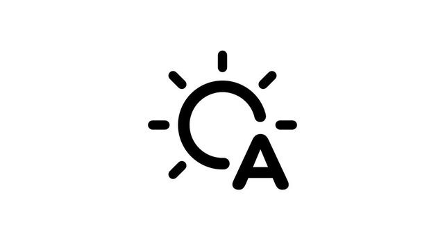 An auto brightness icon featuring a sun symbol with letter A indicating adaptive light adjustment setting for display screen control
