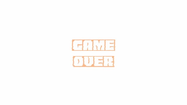 Retro 8-bit Game Over animation with simple glitch text and fractal noise. Animated 4K video.
