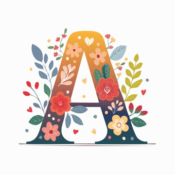 Floral Letter A Illustration