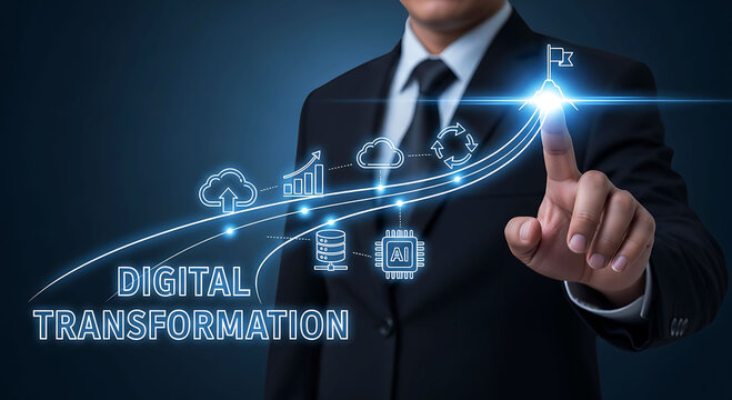Digital transformation and business growth strategy with advanced technology roadmap